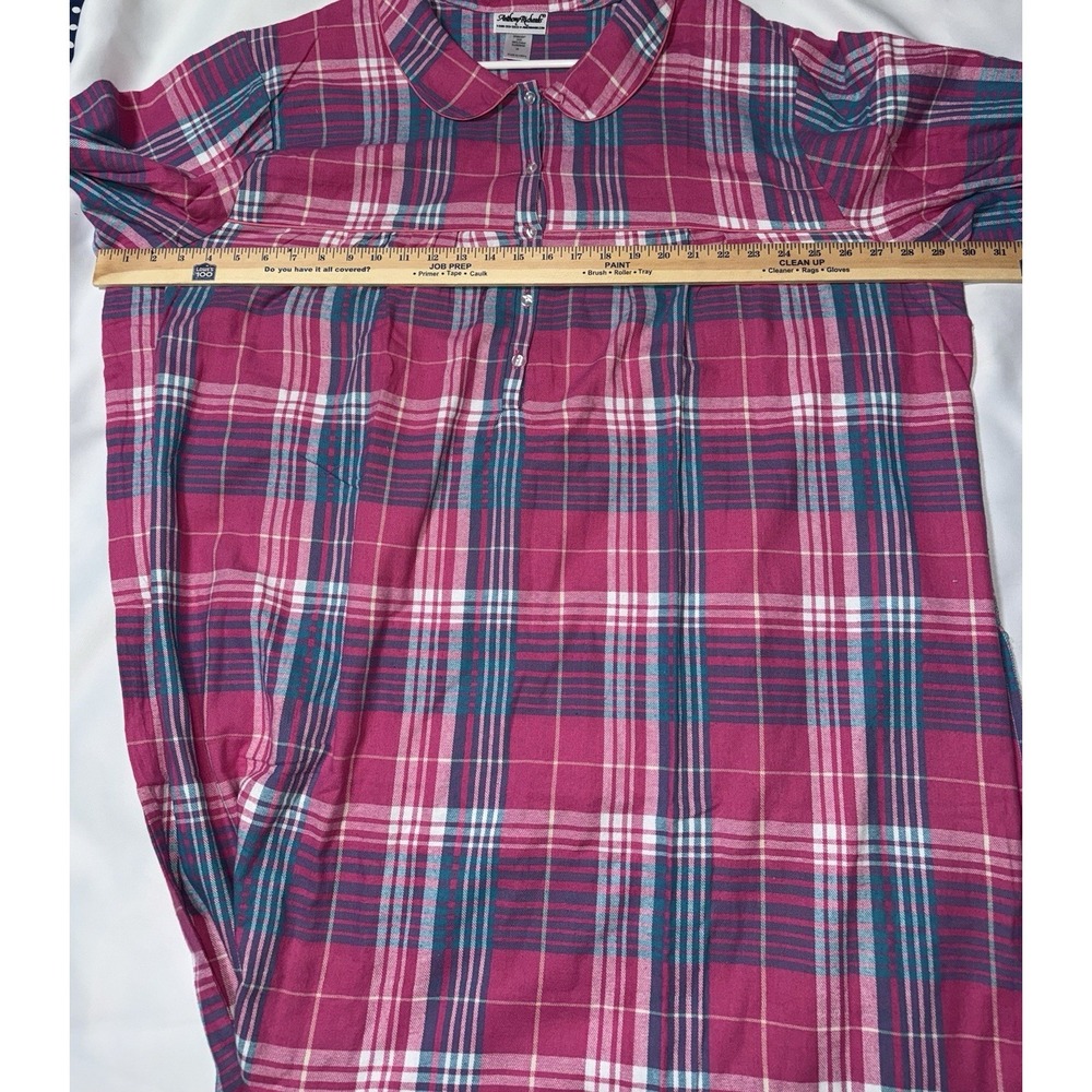 Vintage Flannel Nightgown  Anthony Richard 6x Granny Pink Plaid  100% Cotton - Picture 4 of 4